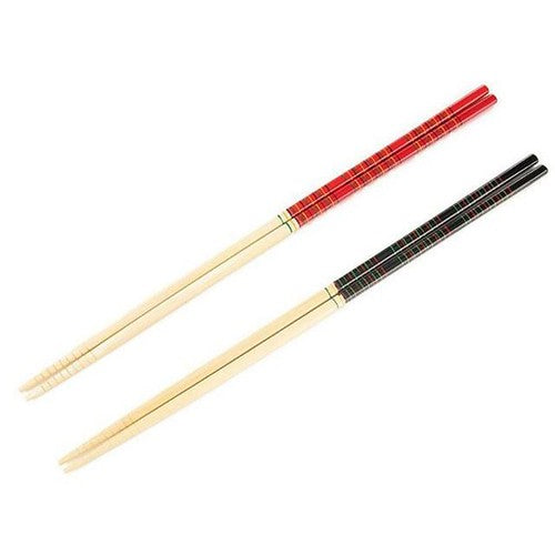 Two pairs of chopsticks, one red and one black