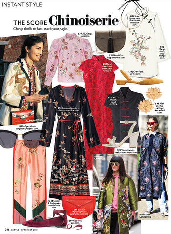 InStyle Magazine: Our Rose Print Mandarin Dress – Pearl River Mart
