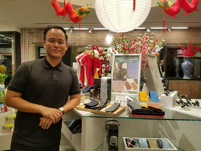 Jon Sukarangsan of Rail + River at his display at Pearl River Mart