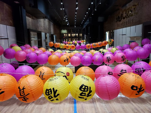 Colorful lanterns drying in Pearl River's new SoHo space