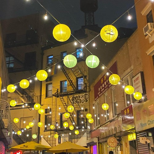 Yellow lanterns on Doyers Street in Manhattan Chinatown
