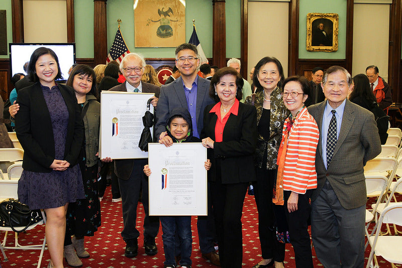 Pearl River Mart family with NYC Mid-Autumn Festival proclamation