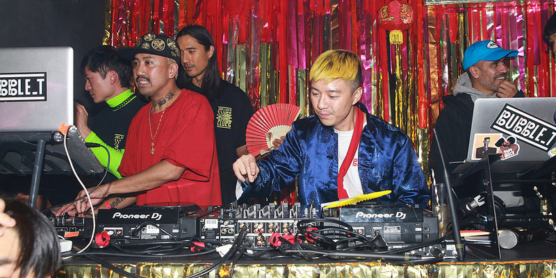 Artist collective BUBBLE_T DJing at Opening Ceremon's Lunar New Year party