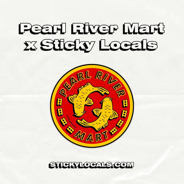 Mockup of Pearl River Mart double fish sticker