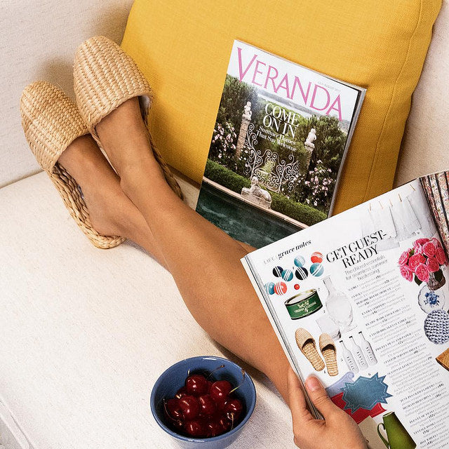 Veranda Magazine: Get Guest-Ready with Our Straw Slippers!