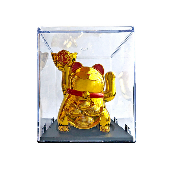 Solar Power Lucky Cat with Ingots - Gold