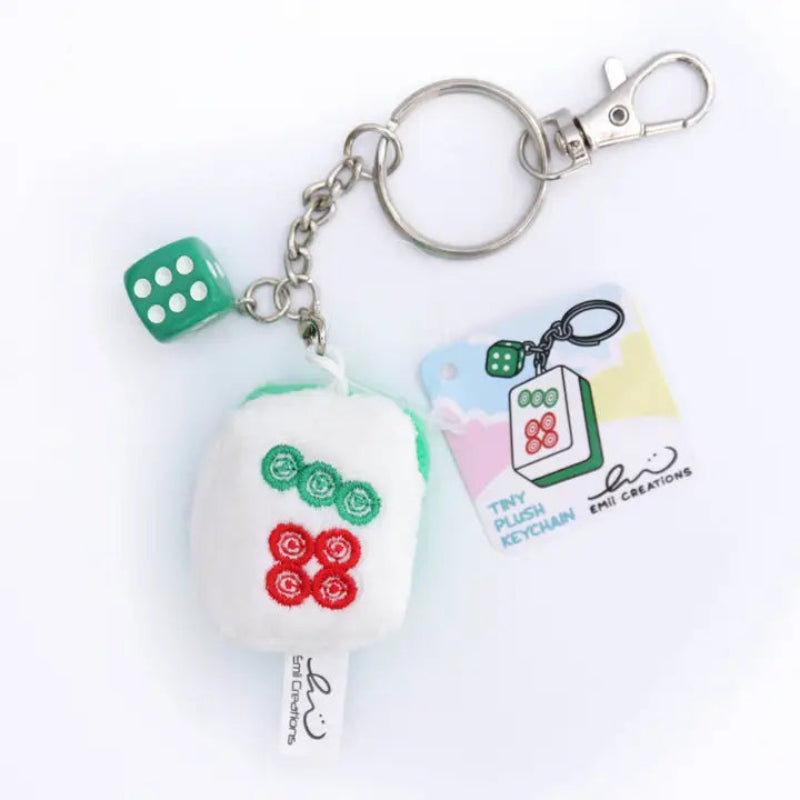 Cute Mahjong Tile Plush Keychain