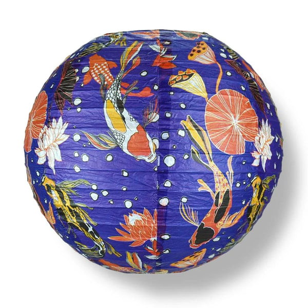 Midnight Koi Fish Pond Paper Lantern - 14 inches