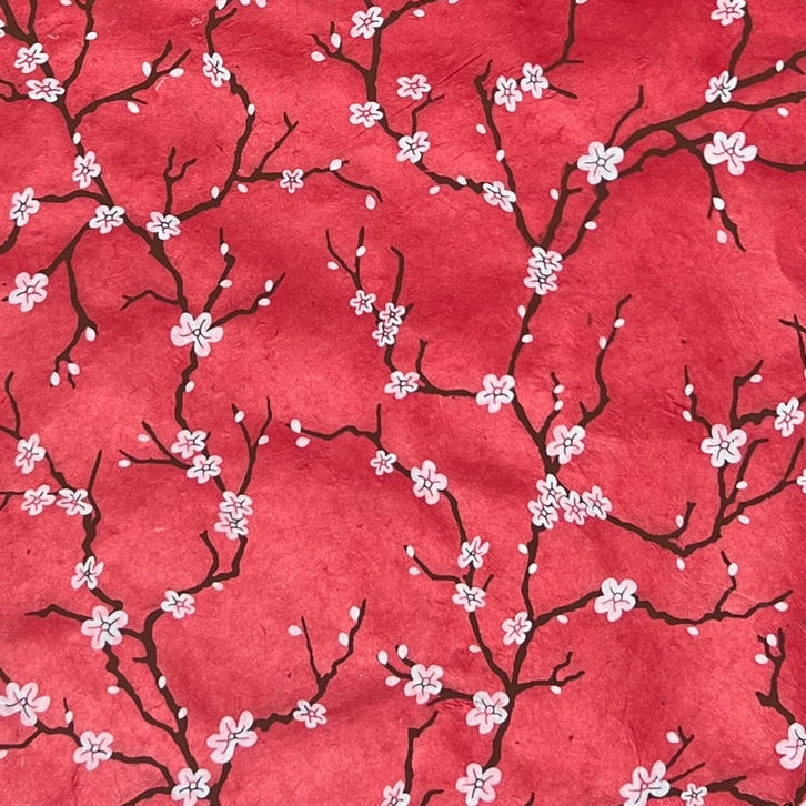 Handmade Nepal Silkscreen Paper - Peach Blossoms