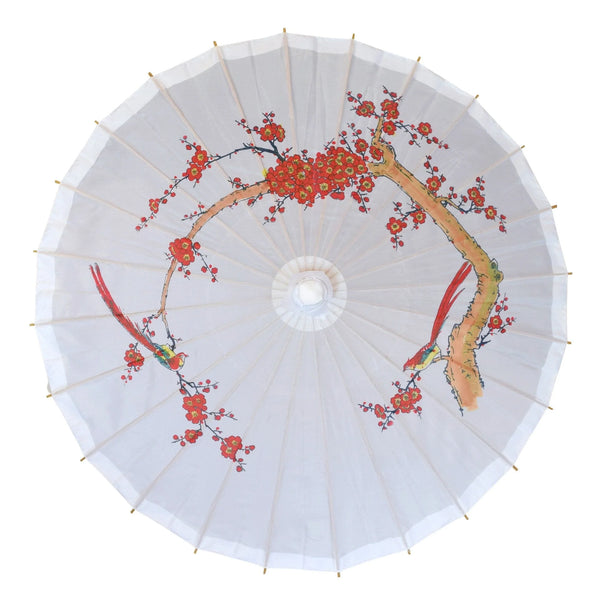 Nylon Parasol- 32" cherry blossom red design seen from the top