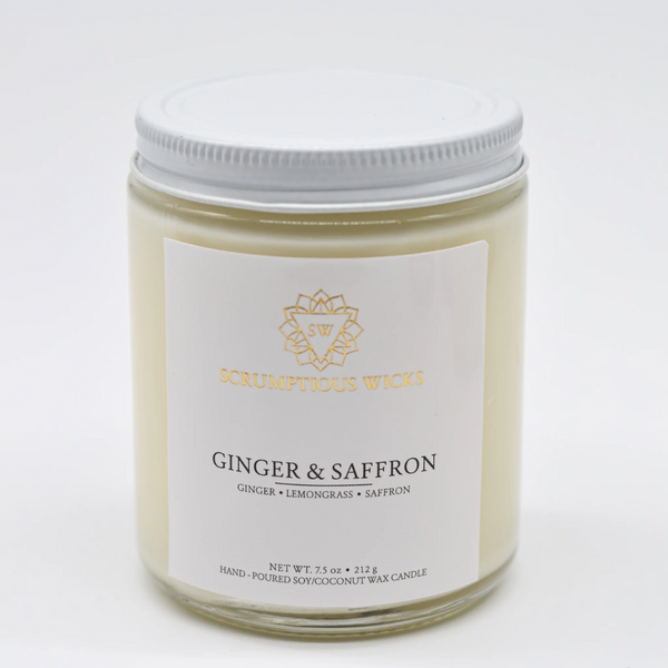 Ginger and Saffron Scented Candle in a jar