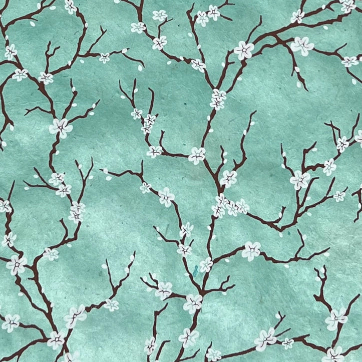 Handmade Nepal Silkscreen Paper - Peach Blossoms