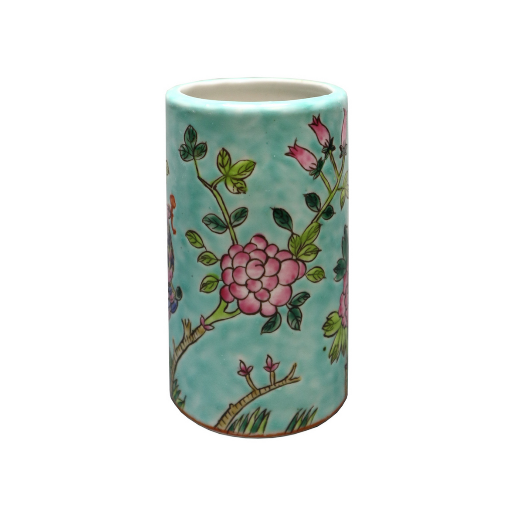 Small Cylinder Ceramic Brush Holder - Light Blue (3 x 5 in)