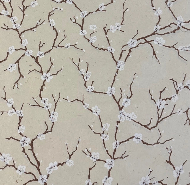 Handmade Nepal Silkscreen Paper - Peach Blossoms