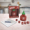 Yahtzee- Sriracha edition, with sriracha bottle dice cup, 5 custom dice, custom score pad and pencil