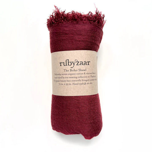 Rubyzaar Boho Organic Shawl - Oxblood