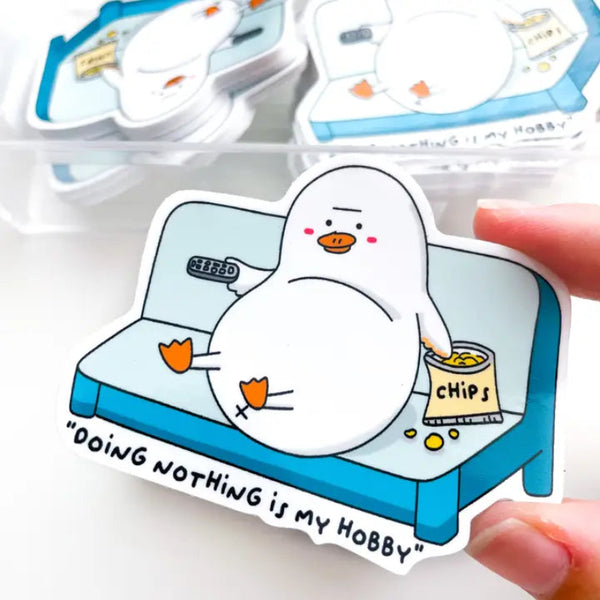 Doing Nothing is My Hobby Duck Sticker