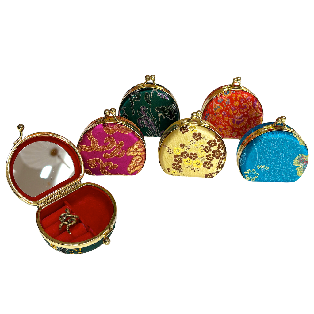 Brocade Combo Compact and Jewelry Case with Mirror