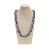 Dark blue Oval Cloisonne Necklace with Lotus Design