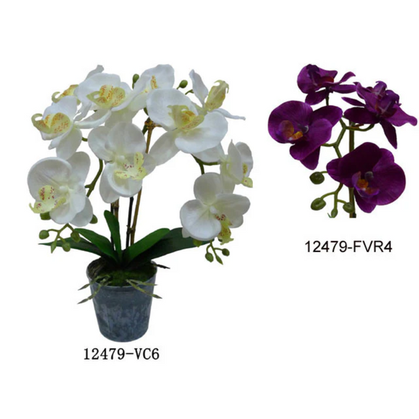 Artificial Flowers - Orchid (22in.) White Orchid on the left and Violet Orchid on the right