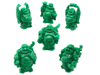 Dark Jade green tone Laughing Buddha set of 6