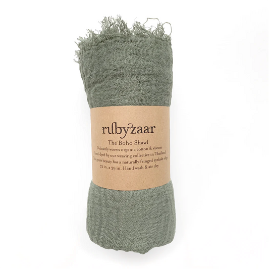 Rubyzaar Boho Organic Shawl - Sage