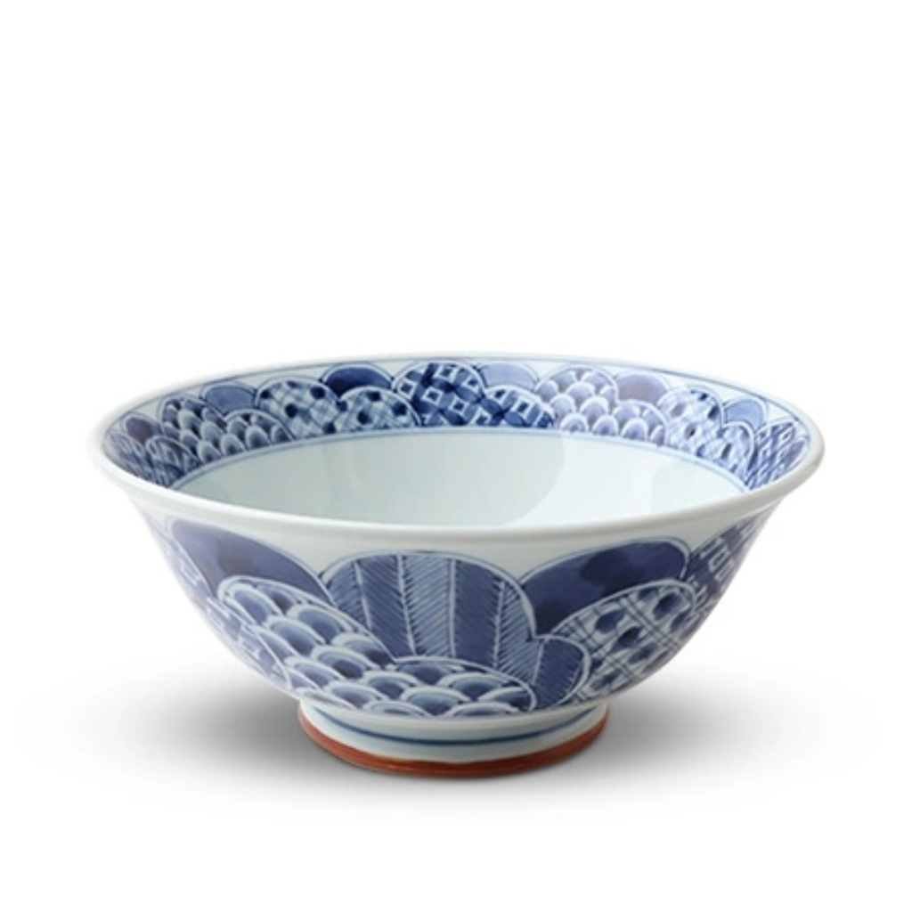 Blue and White Patterns Noodle Bowl - 7.5 in