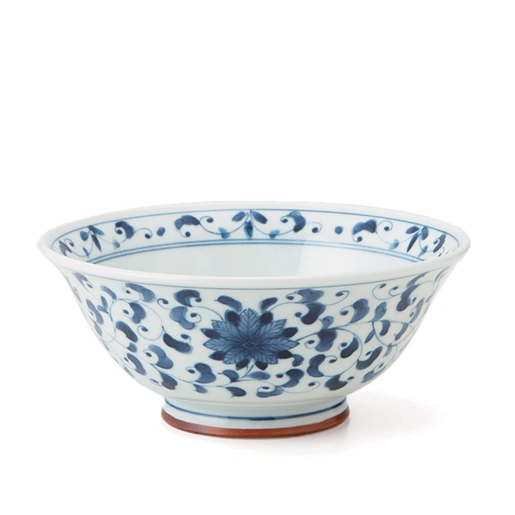 Blue and White Mums Noodle Bowl - 7.5 in