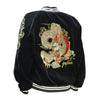 Women's Bomber Jacket with Gold Dragon - Black - Back