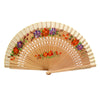 Painted Floral Wooden Hand Fan - Tan