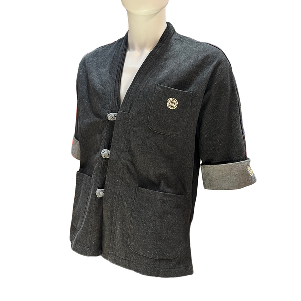Denim Kimono Jacket with Longevity Character
