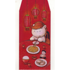 Red envelope with cartoon character eating noodles and red lanterns on a white background