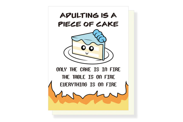 Its Fine, Cake on Fire greeting card