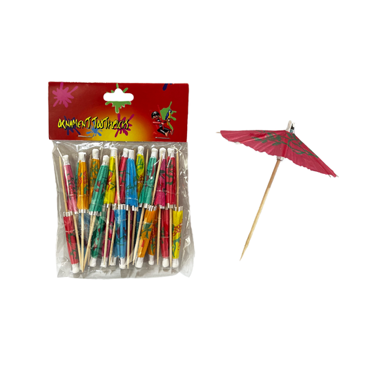 Package of paper cocktail parasols