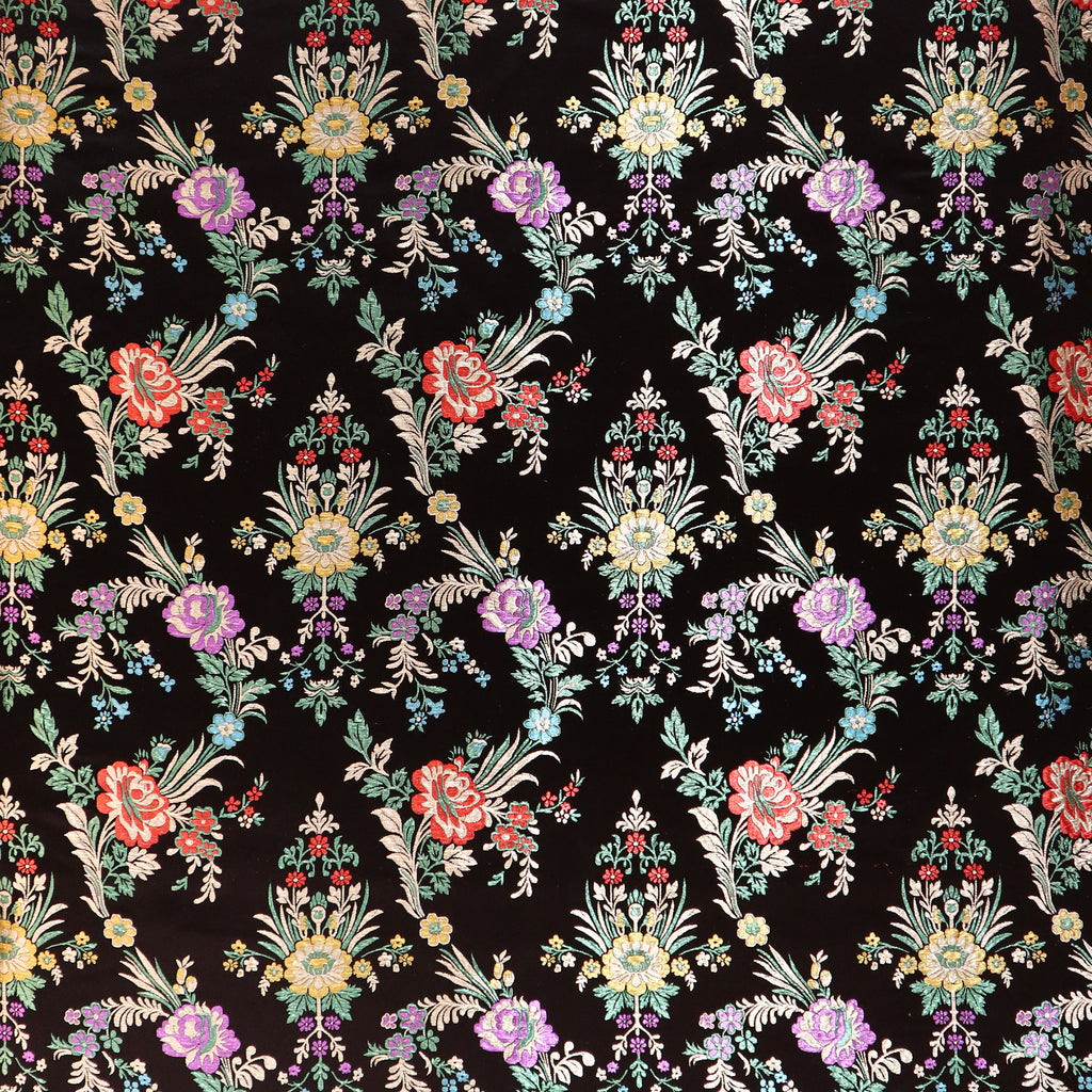 Begonia Brocade Fabric - Black