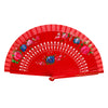 Painted Floral Wooden Spanish-Style Hand Fan REd