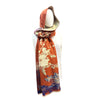 Brown scarf with garden design on mannequin