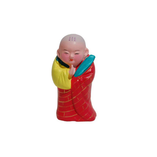 Hand Painted Clay Figurine. Little Praying Monk