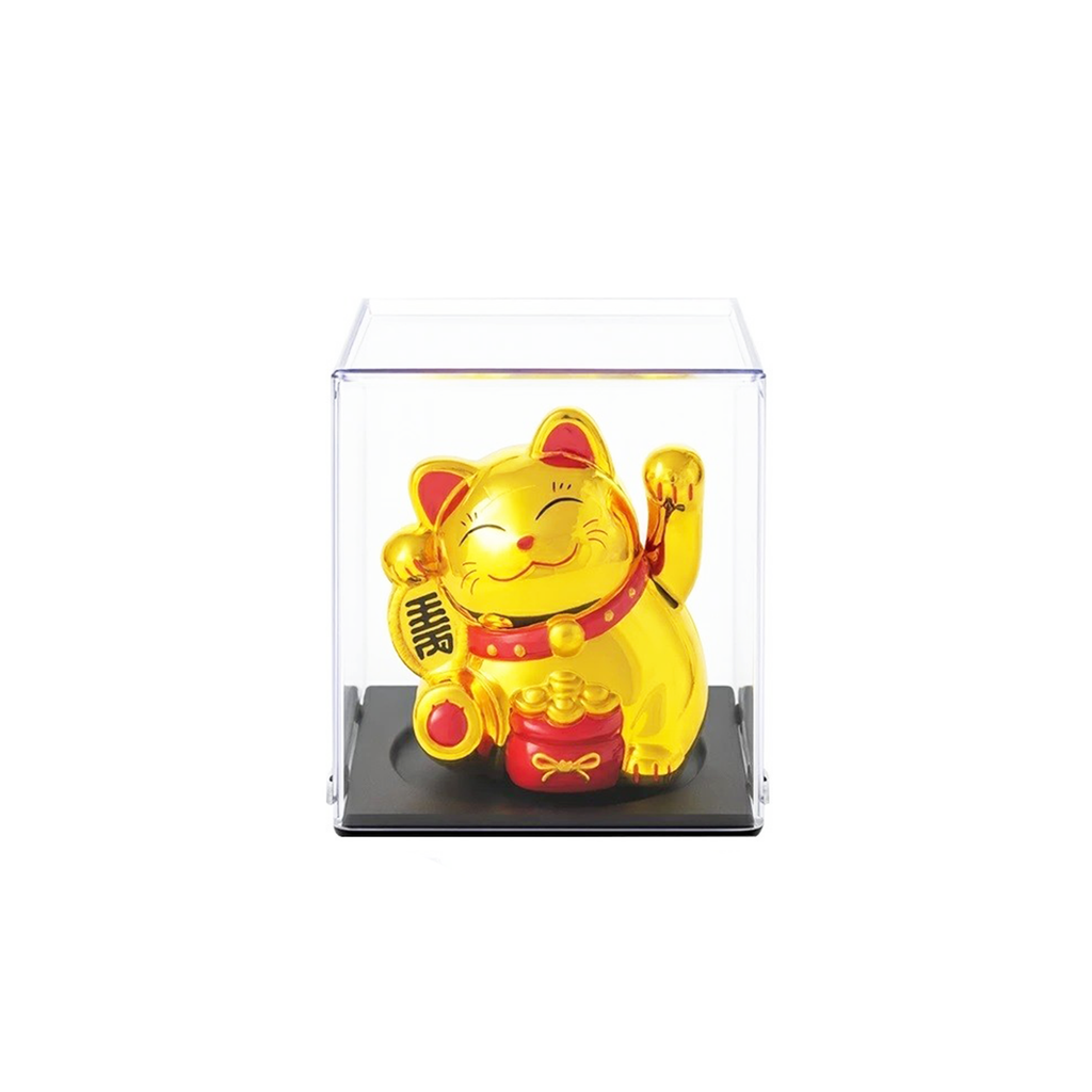2.5 Inch Solar Power Lucky Cat - Gold with Lucky Coin and Red Bag