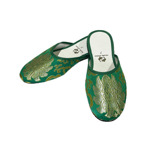 Brocade Slippers with Tibetan Lotus Design