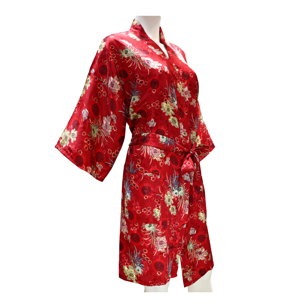 Thigh-Length Robe Mum Print