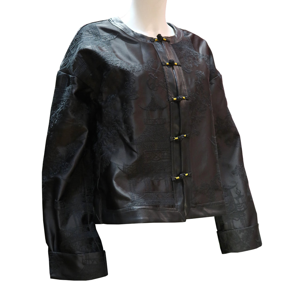 Women's Tang-Style Printed Jacket - Black