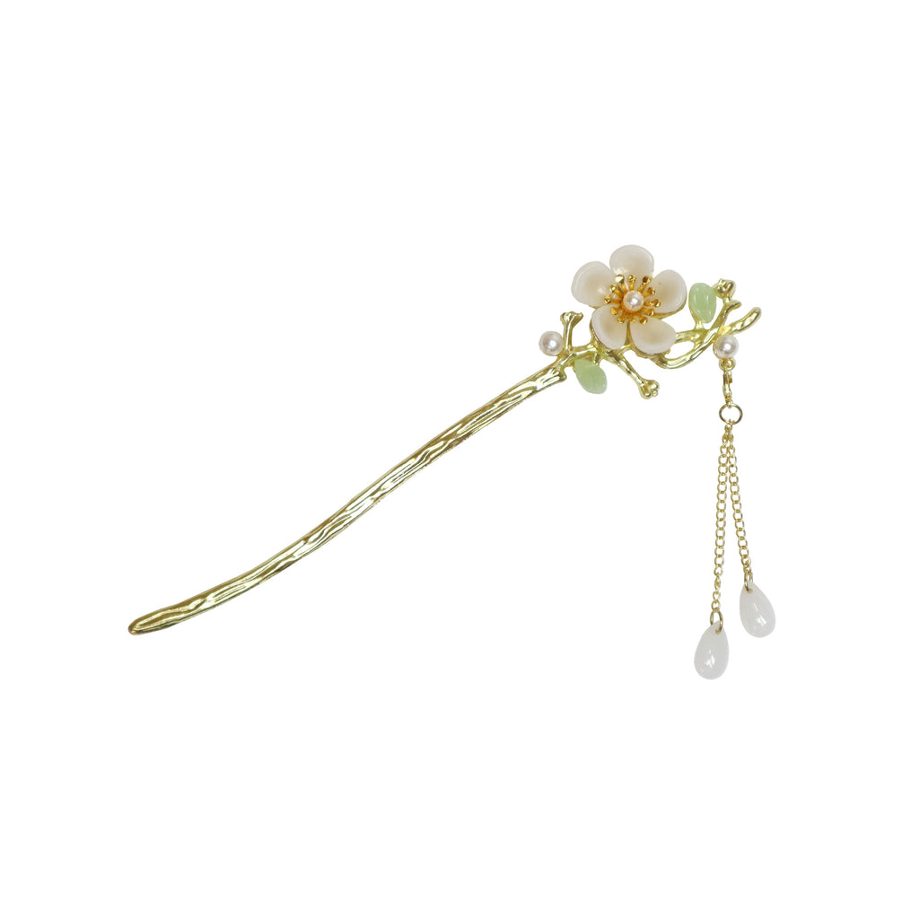 Hair Pin with White Flower