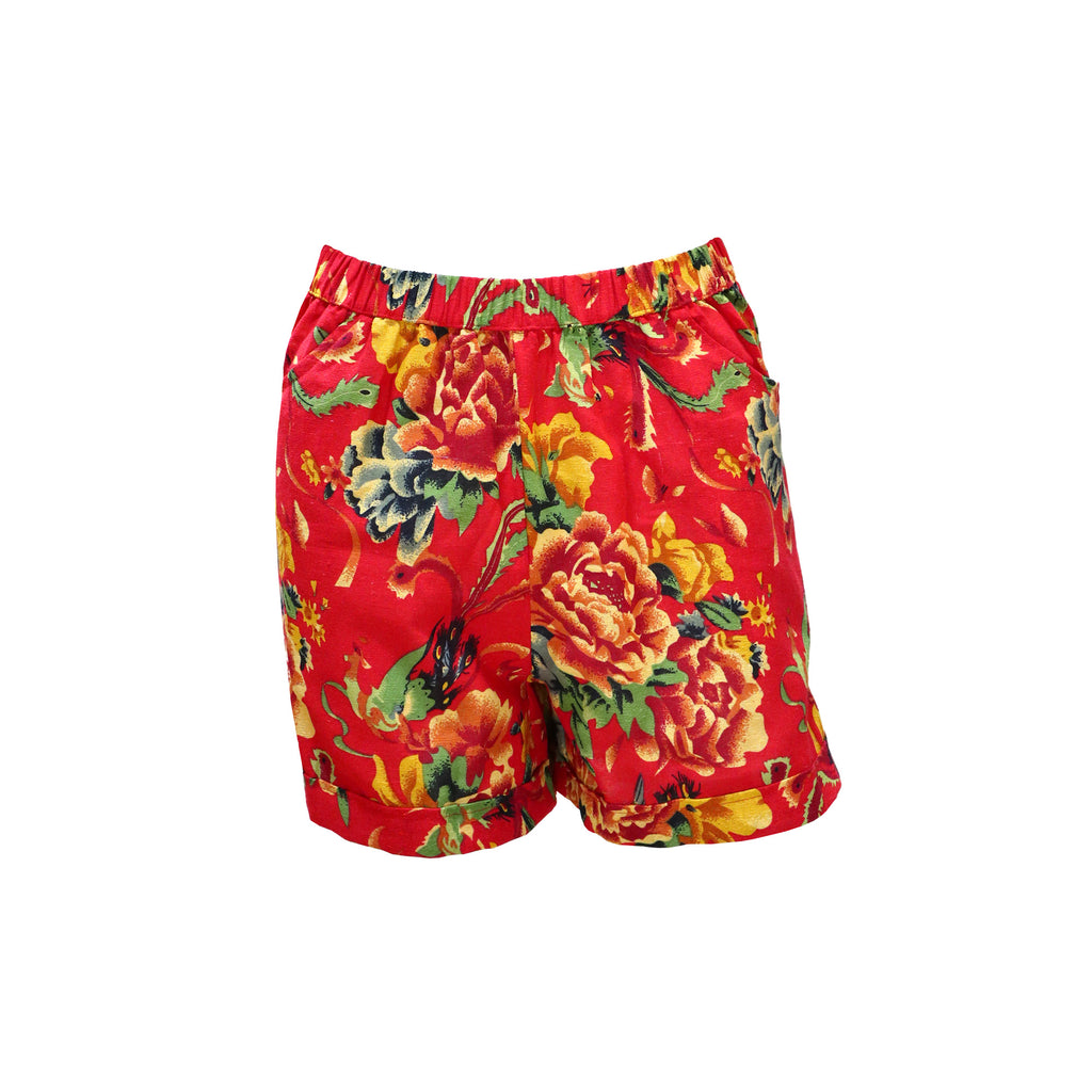 Dongbei Flower Shorts - Red