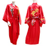 Embroidered Silk Robe with Dragon-Phoenix Design red