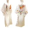 Embroidered Silk Robe with Dragon-Phoenix Design white