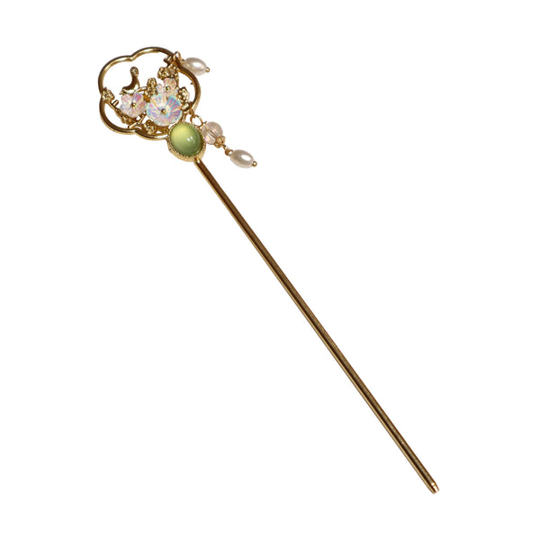 Hair Pin with Flowers and Bird