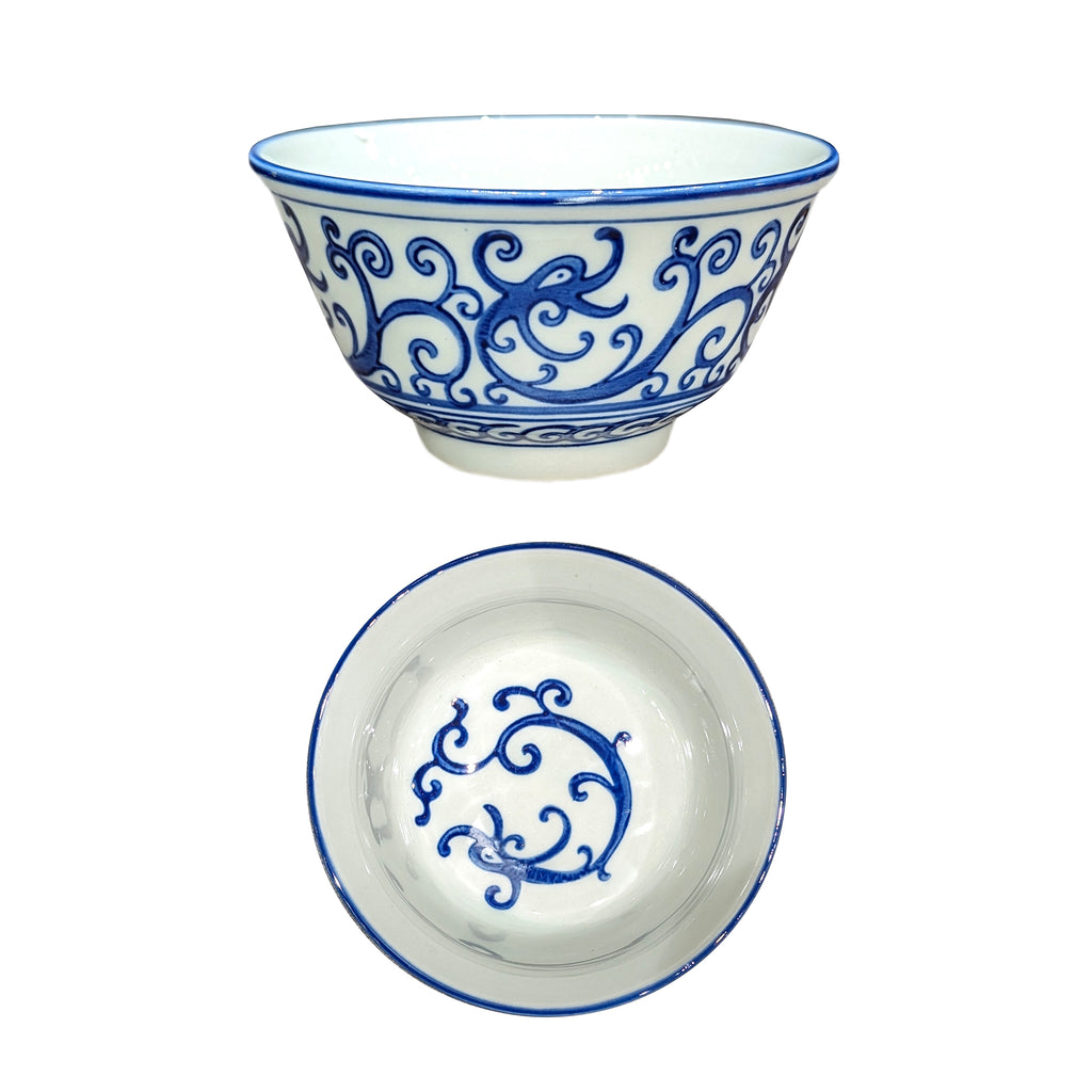 Blue on White Ivy Design Rice Bowl