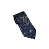 Navy blue tie with gold dragon pattern on a white background