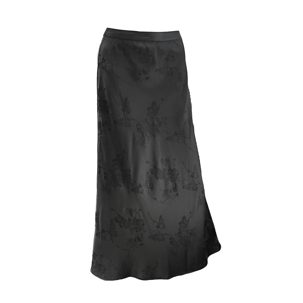 Onyx Floral Butterfly Printed Midi Skirt